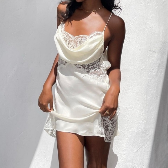 For Love And Lemons silky slip dress in cream white New with tags size large - Picture 7 of 12